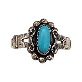 Bell Trading Post Turquoise Sterling Silver Ring Size 5.5 2.2 G