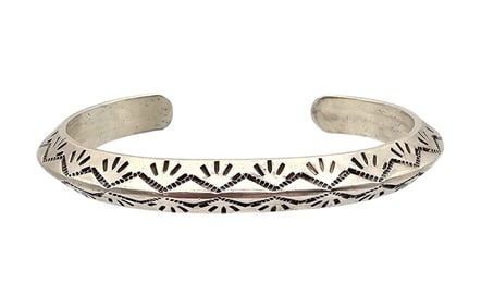 Navajo Sterling Silver Stamped Cuff Bracelet 36.1 G
