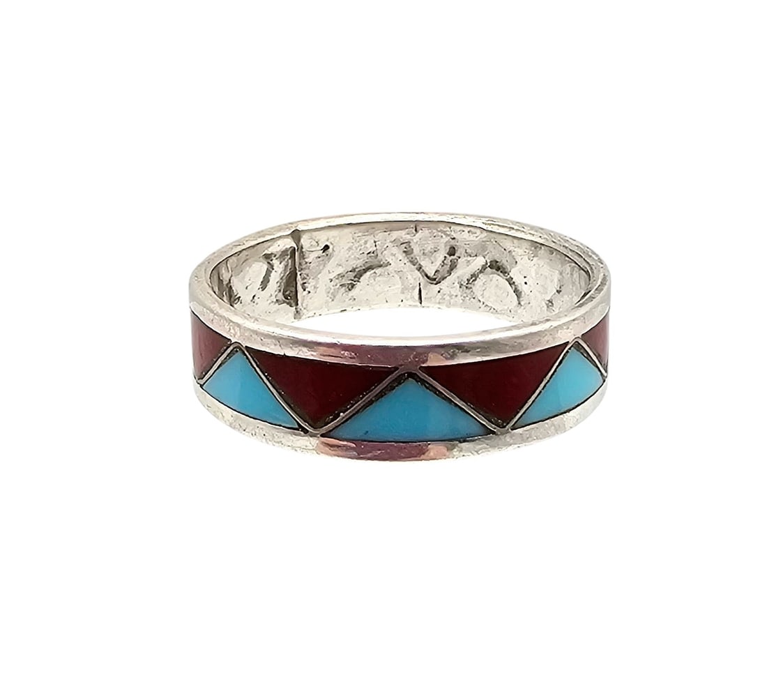 Native Coral Turquoise Sterling Silver Ring Size 10.75 3.8 G (1 of 3)