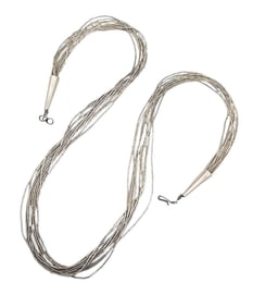 Native Sterling Silver Liquid Silver Multi Strand Necklace 27.8 G