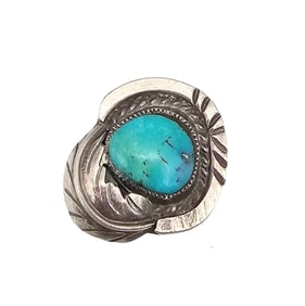Navajo Turquoise Sterling Silver Ring Size 5.5 7.7 G
