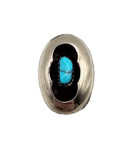 Navajo Turquoise Sterling Silver Shadow Box Ring Size 6.5 3.6 G