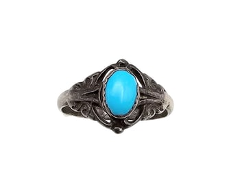 Navajo Turquoise Sterling Silver Ring Size 6.5 2.4 G