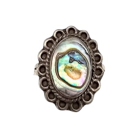 Mexico Abalone Sterling Silver Ring Size 4.75 2.9 G