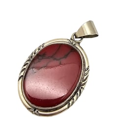 Signed SS Mexico Jasper Sterling Silver Pendant 13.3 G