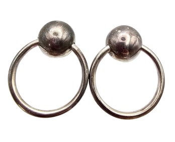 Mexico Sterling Silver Dangle Circle Earrings 13.5 G