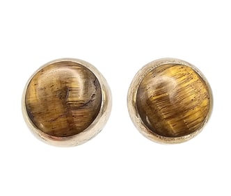 Mexico Tiger's Eye Sterling Silver Earrings 17.5 G