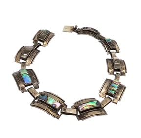 Mexico Taxco Abalone Sterling Silver Bracelet 9.8 G