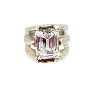 Mexico Rhinestone Sterling Silver Cocktail Ring Size 5.5 15.7 G