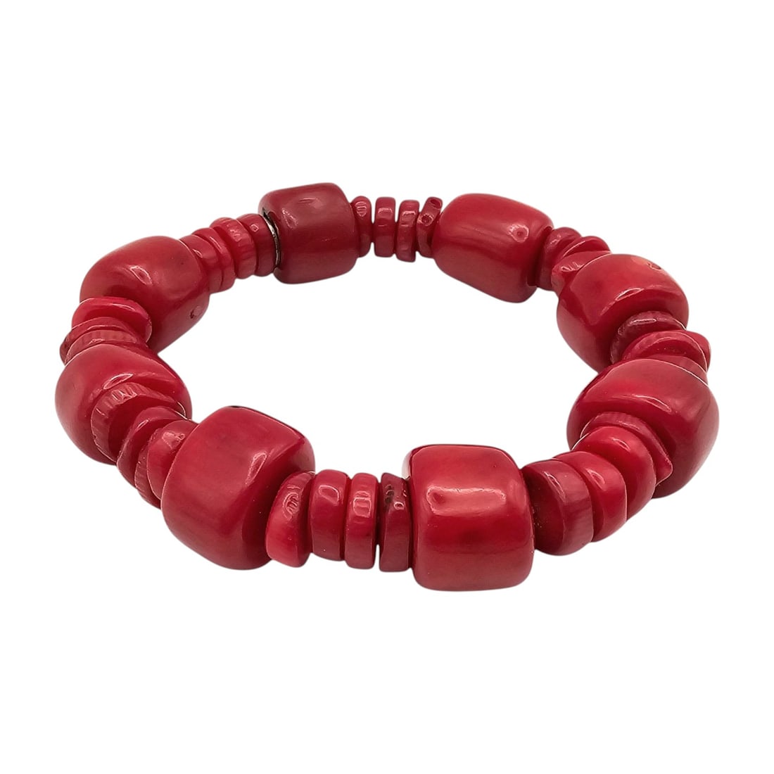 Jay King Mine Finds Coral Thin And Thick Disk Bracelet 61.9 G: Jay King Mine Finds Coral Thin and Thick Disk Bracelet 61.9 G