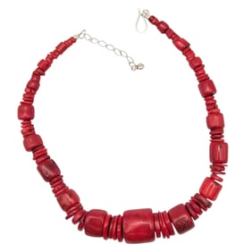 Jay King Mine Finds Coral Sterling Silver Thick And Thin Disk Necklace 148.4 G