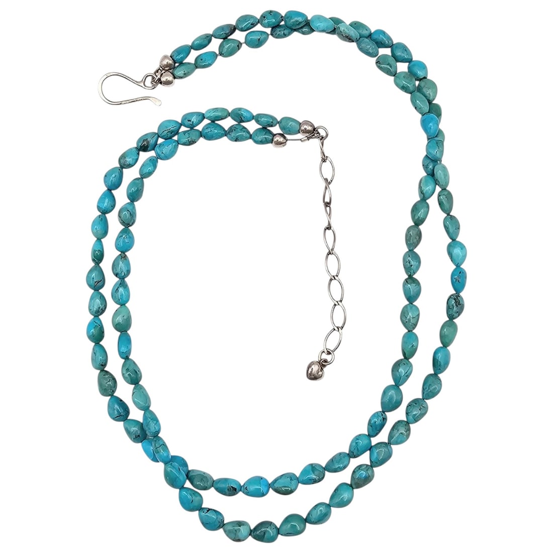 Jay King Mine Finds Turquoise Sterling Silver 2 Strand Necklace 30 G (1 of 3)