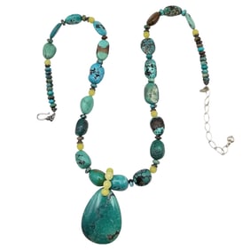 Jay King Mine Finds Turquoise Quartz Sterling Silver Necklace 71.5 G