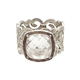 Israel Cushion Cut Tourmaline Sterling Silver Cocktail Ring Size 7.25 6.5 G