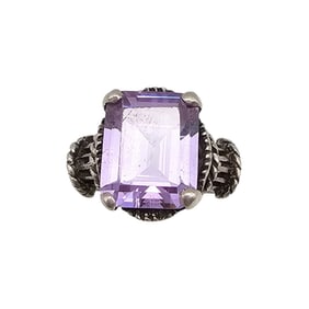 Rhinestone Sterling Silver Cocktail Ring Size 6.75 6.5 G