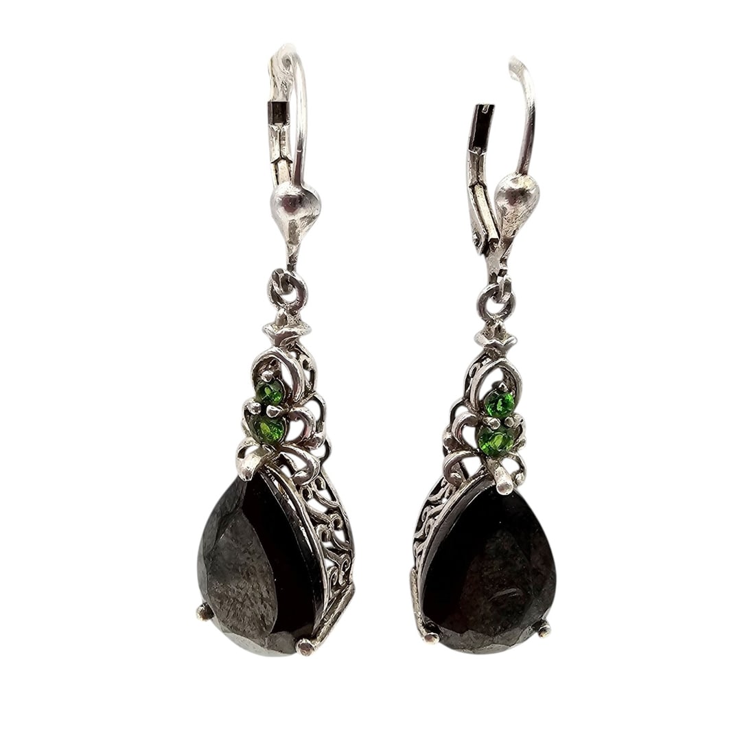 D'Joy Hematite Sterling Silver Drop Dangle Earrings 4.8 G (1 of 4)