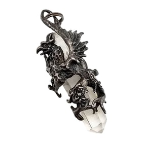 Clear Quartz Sterling Silver Griffin Pendant 7.6 G
