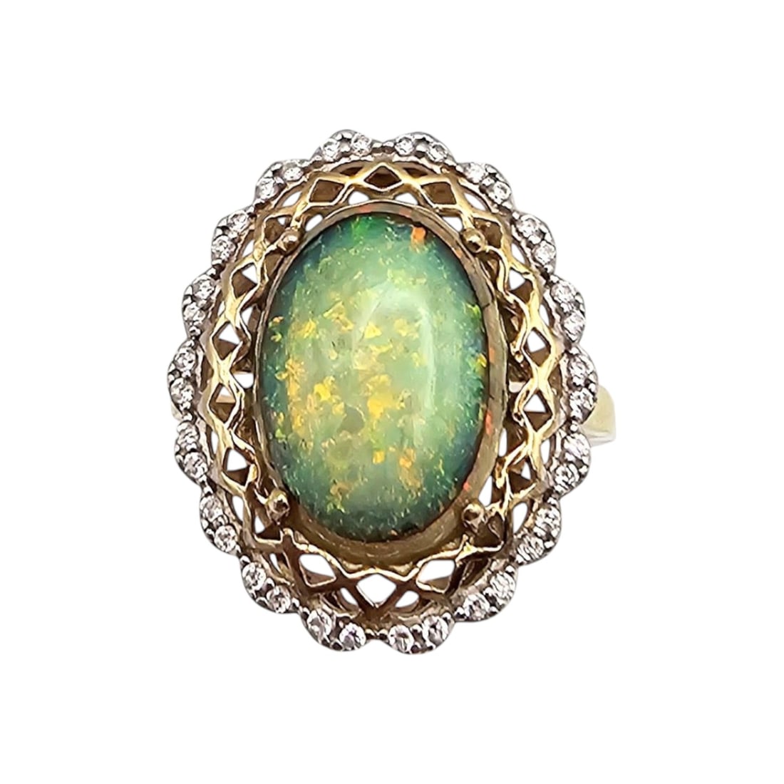 S Faux Opal Gold Over Sterling Silver Cocktail Ring Size 5.25 3.6 G (1 of 4)