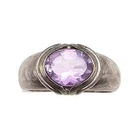 FAS Amethyst Sterling Silver Cocktail Ring Size 7 4.1 G