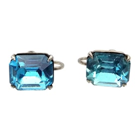 Rhinestone Sterling Silver Earrings 5.1 G