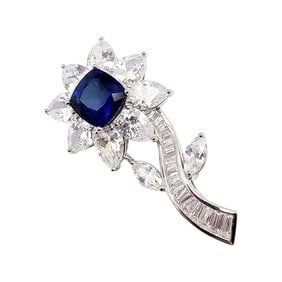 Ross Simons Rhinestone Sterling Silver Flower Brooch 11.8 G