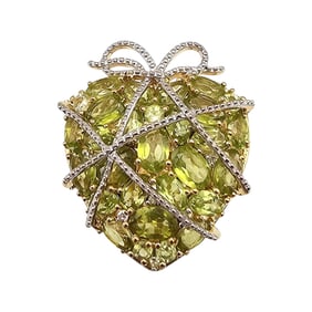 GP Peridot Gold Over Sterling Silver Heart Ring Size 9.75 10.6 G