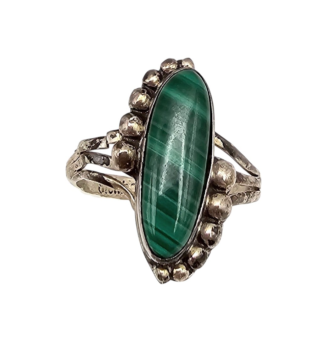Percy Malachite Sterling Silver Ring Size 8.25 4.1 G (1 of 4)