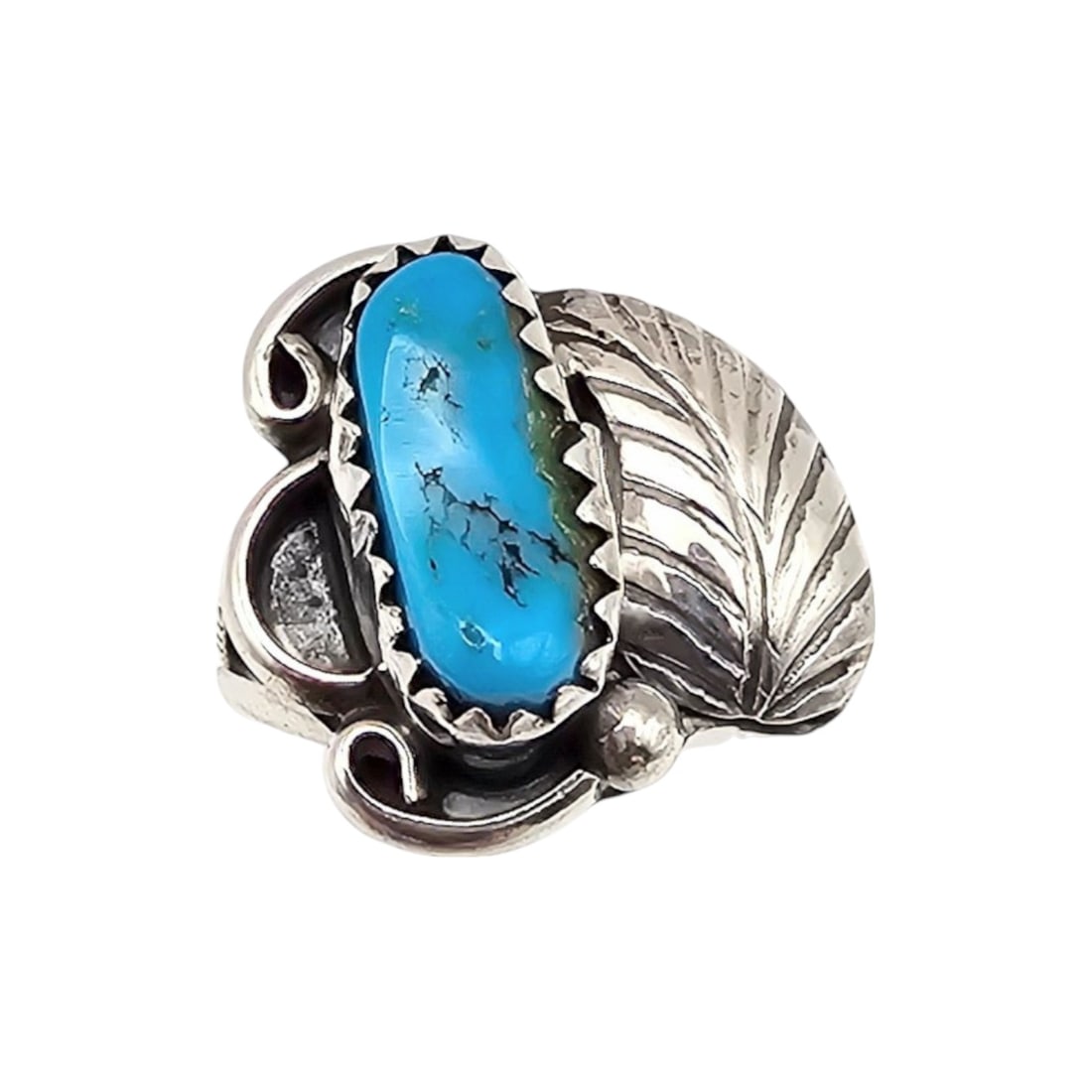 Navajo Turquoise Sterling Silver Ring Size 4.5 3.6 G (1 of 4)