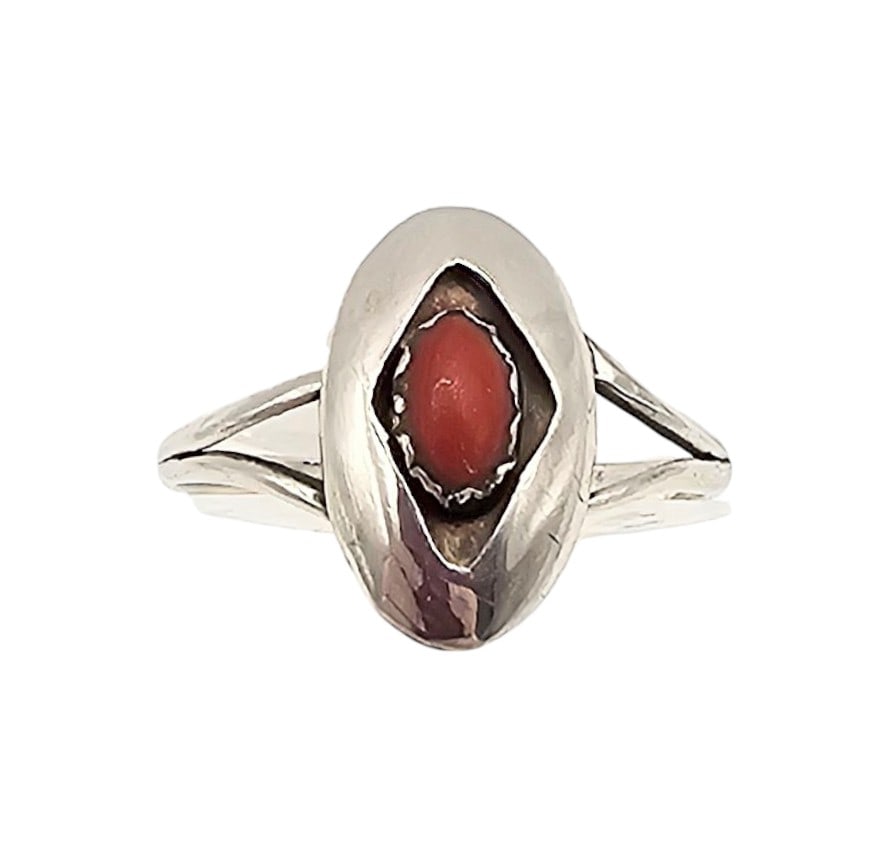 Navajo Coral Turquoise Sterling Silver Ring Size 6.25 0.9 G (1 of 4)