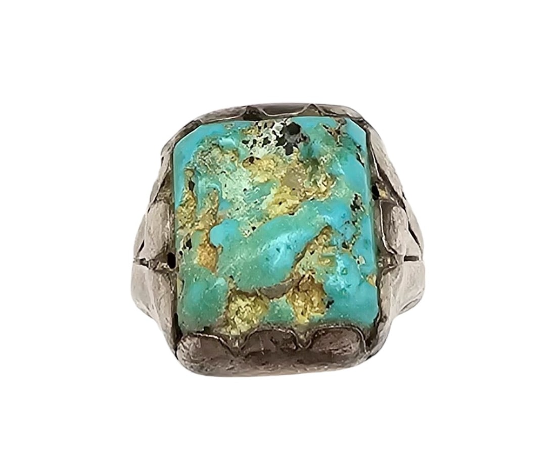 Southwestern Turquoise Sterling Silver Ring Size 7.75 10.8 G (1 of 4)
