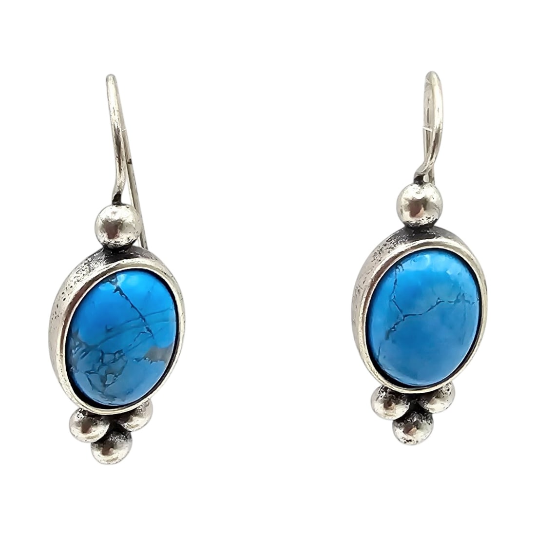 Signed Southwestern Faux Turquoise Sterling Silver Earrings 9 G (1 of 4)