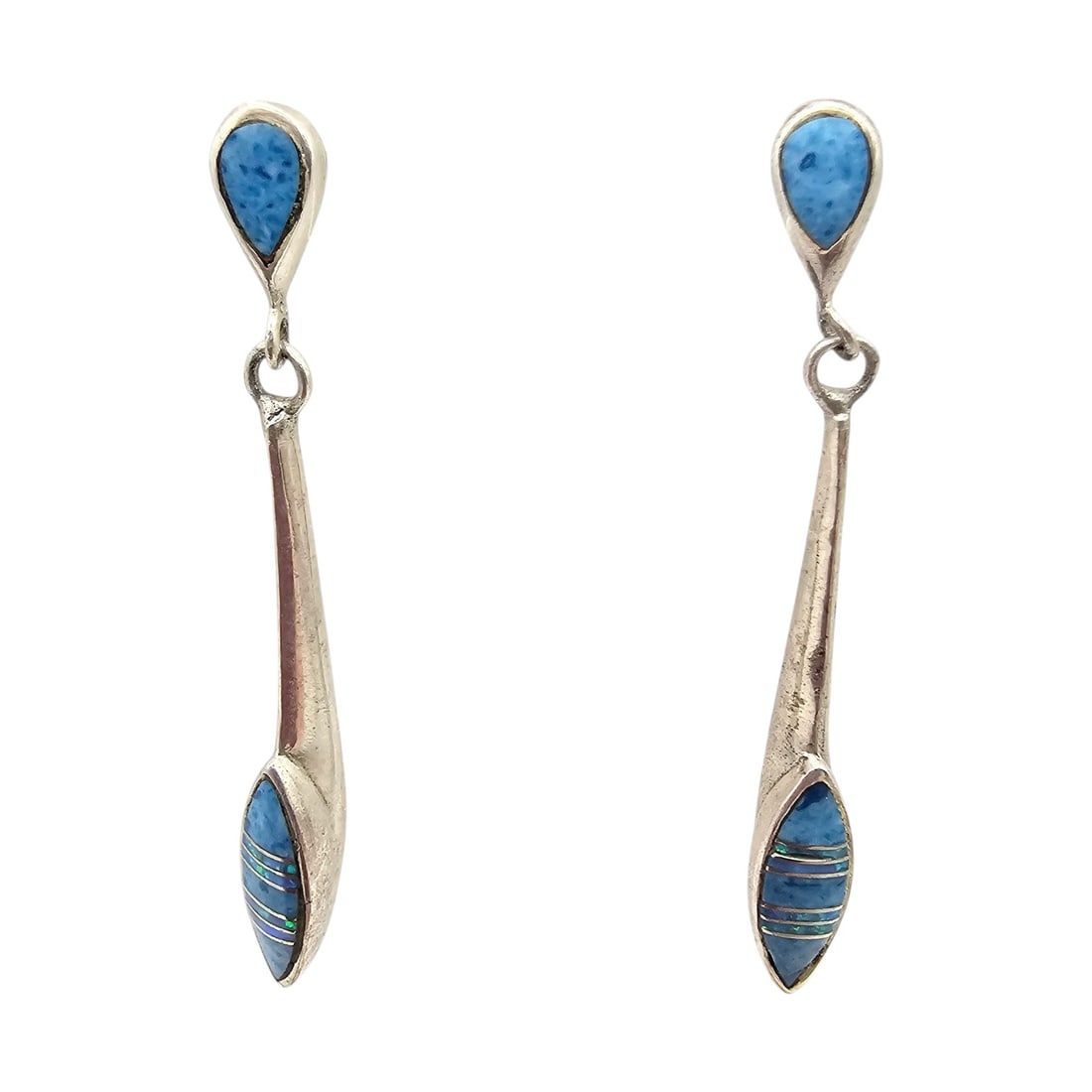 Southwestern Opal Sodalite Sterling Silver Earrings 6.3 G: Southwestern Opal Sodalite Sterling Silver Earrings 6.3 G