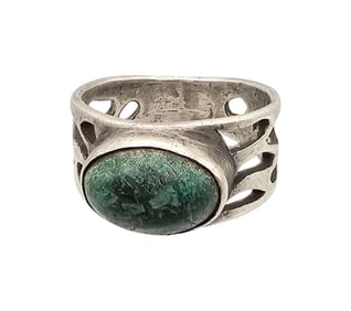 Signed Southwestern Turquoise Sterling Silver Ring Size 10 9.2 G