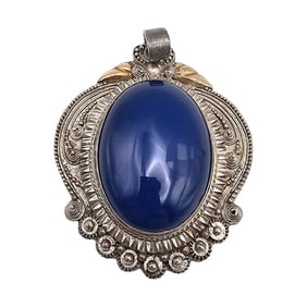 Southwestern Blue Stone Sterling Silver Pendant 18.9 G