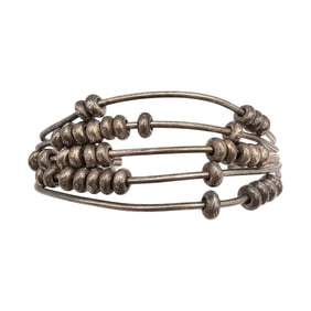 Southwestern Style Sterling Silver Multi Row Bead Cuff Bracelet 60.8 G