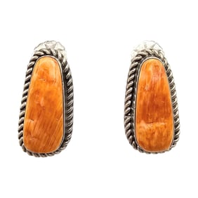 Southwestern Spiny Oyster Sterling Silver Earrings 11.7 G