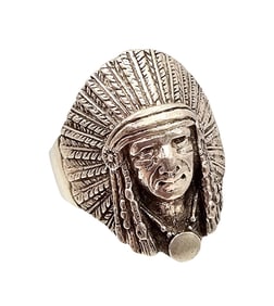 Southwestern Sterling Silver Chief Ring Size 12 10.8 G
