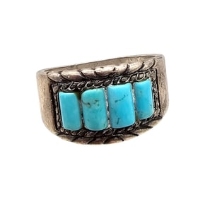 Old Carlisle Jewelry Albuquerque Turquoise Sterling Silver Ring Size 7.25 6.8 G