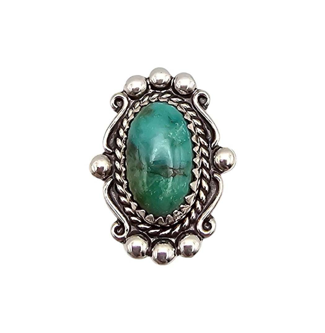 Bell Trading Post Turquoise Sterling Silver Ring Size 7.5 4.4 G (1 of 4)