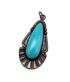 Bell Trading Post Turquoise Sterling Silver Pendant 3.6 G