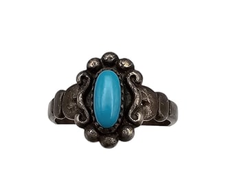 Bell Trading Post Turquoise Sterling Silver Ring Size 4.25 2.2 G