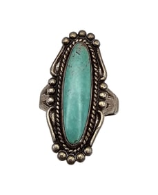Bell Trading Post Turquoise Sterling Silver Ring Size 6.5 7.9 G