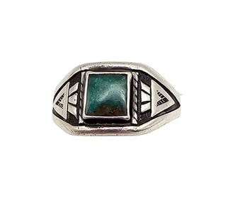 Bell Trading Post Turquoise Sterling Silver Ring Size 7.5 4.4 G