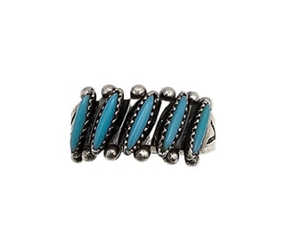 Bell Trading Post Turquoise Sterling Silver Needlepoint Ring Size 4.25 3.3 G