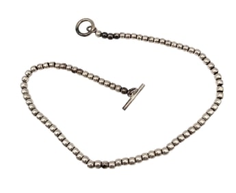 Mexico Taxco Sterling Silver Bead Necklace Toggle Necklace 31.7 G