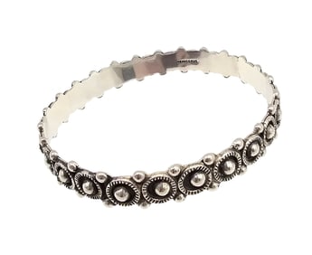 Mexico Sterling Silver Dot Design Bangle Bracelet 22.8 G