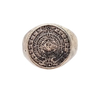 Mexico Sterling Silver Aztec/Mayan Style Ring Size 12.25 14.6 G