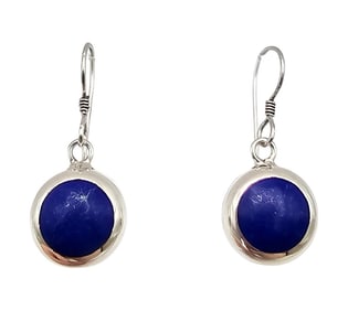 Mexico Taxco TP-101 Lapis Sterling Silver Earrings 2.4 G