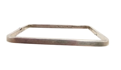 Mexico Taxco TL-17 Sterling Silver Square Bangle Bracelet 17.7 G