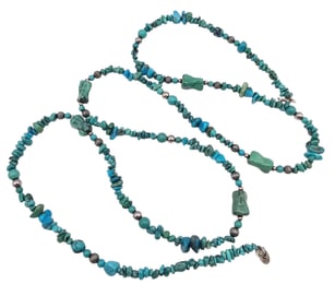 Carolyn Pollack Relios Southwestern Turquoise Chunk Sterling Silver Necklace 38.2 G